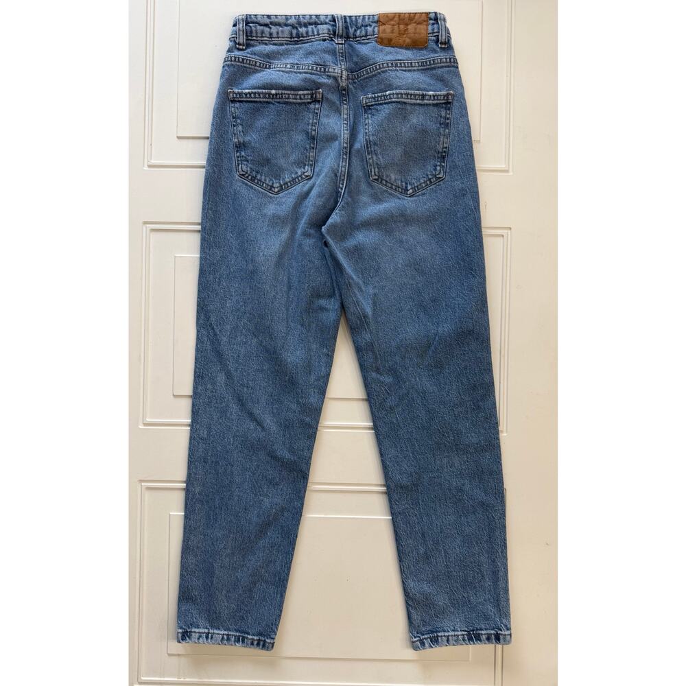 Zara Womens Sz 6 Medium Wash High Rise Mom Jeans Denim Crop Ankle - Picture 4 of 4